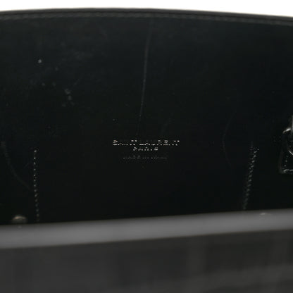 Saint Laurent Calfskin Crocodile Embossed Large Sac De Jour Carryall Black 6 of 10