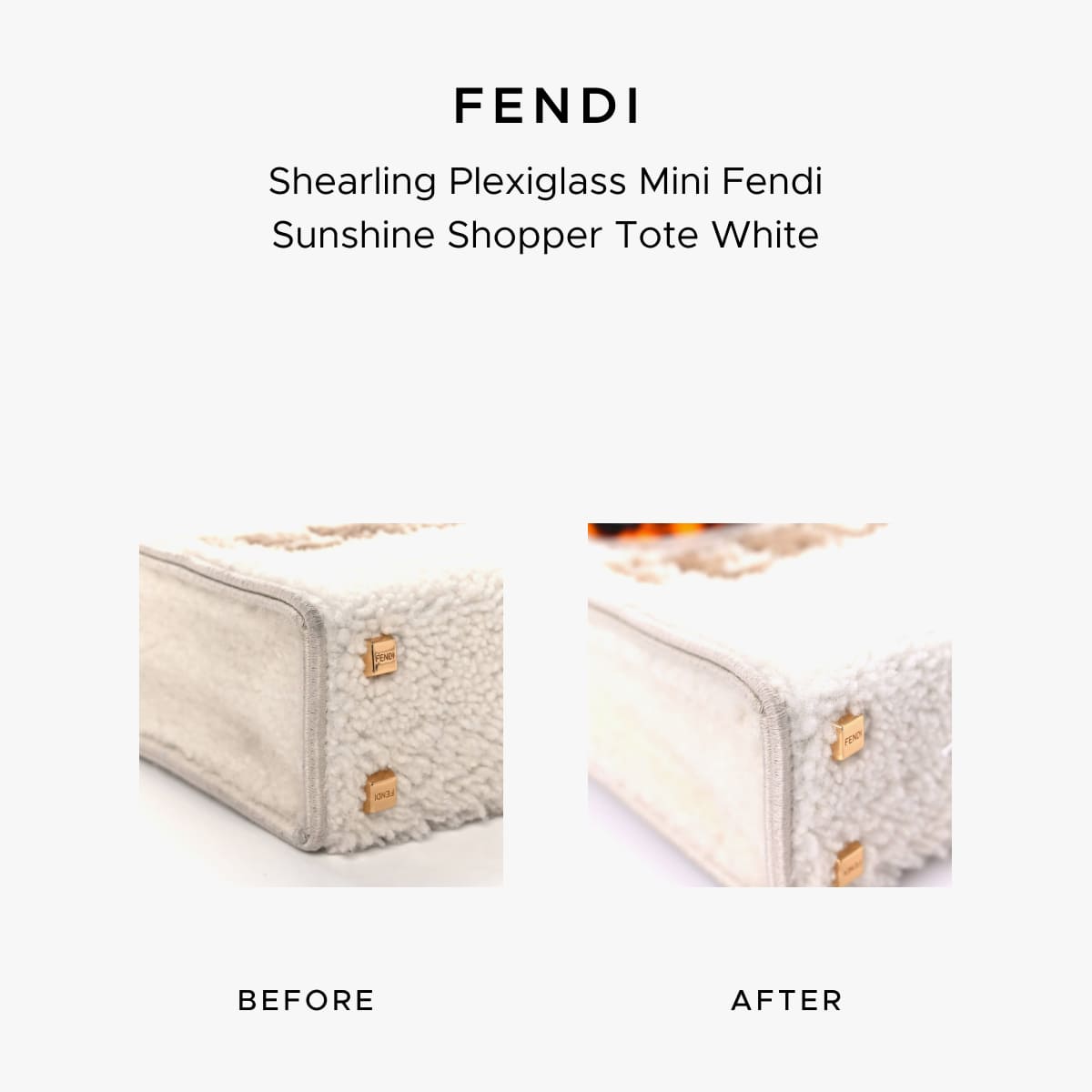 Fendi Sunshine tote before-and-after photo showing the restoration work of FASHIONPHILE Atelier.