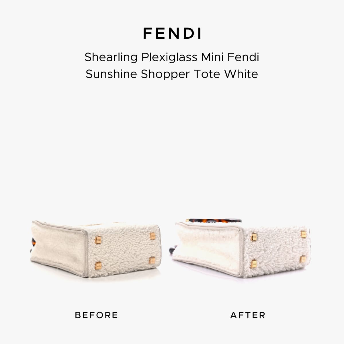 Fendi Sunshine tote before-and-after photo showing the restoration work of FASHIONPHILE Atelier.