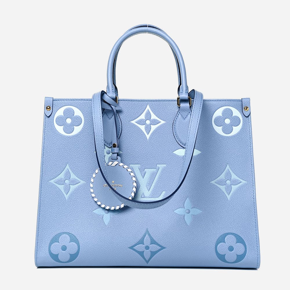image of authentic louis vuitton onthego tote in the color blue by FASHIONPHILE