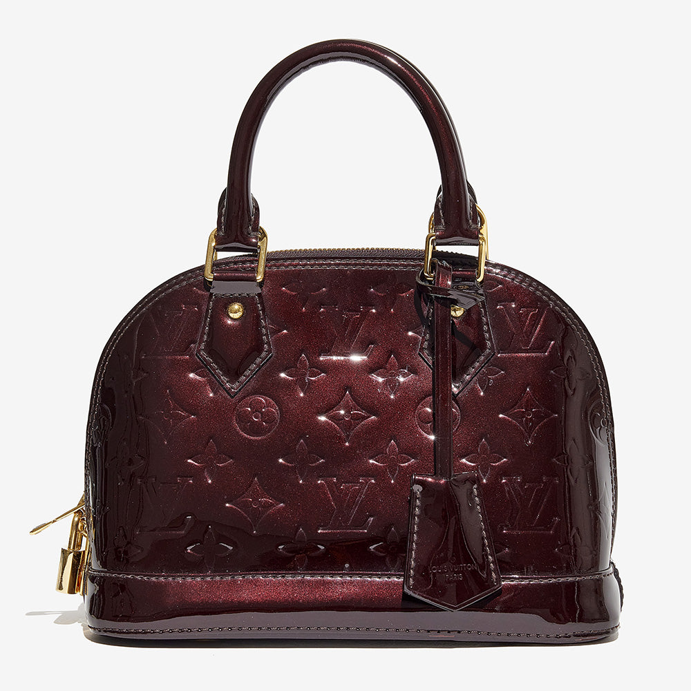 this is an image by FASHIONPHILE of an authentic vernis louis vuitton alma bb bag