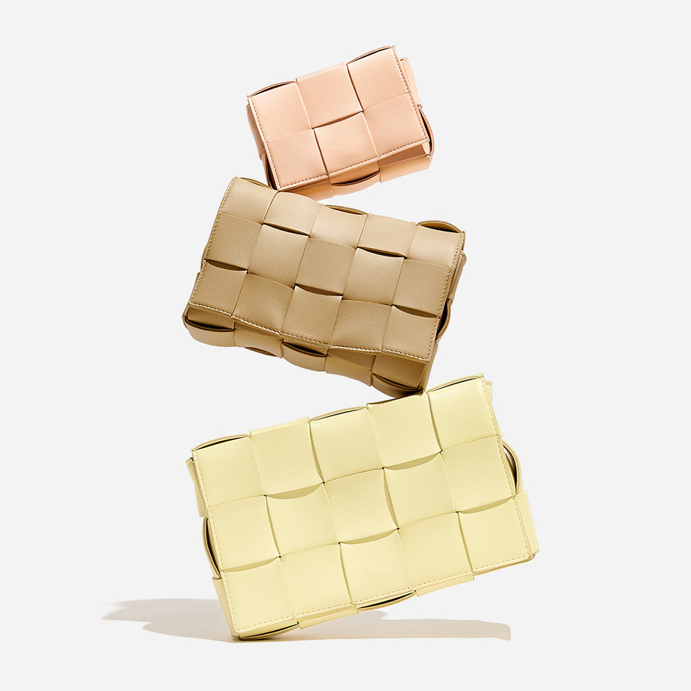 bottega veneta cassette bag sizes stacked on top of each other from smallest to biggest by FASHIONPHILE
