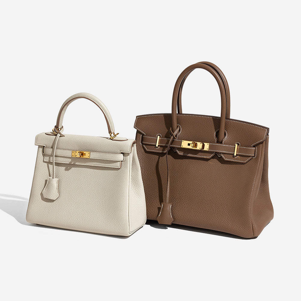 comparing the hermes kelly bag and hermes birkin bag side by side by FASHIONPHILE