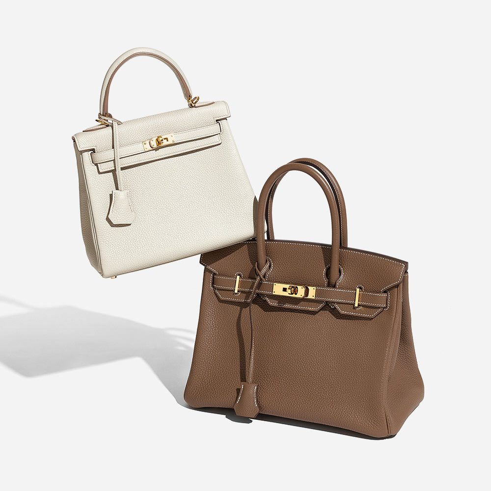 comparing the hermes kelly bag and hermes birkin bag side by side by FASHIONPHILE