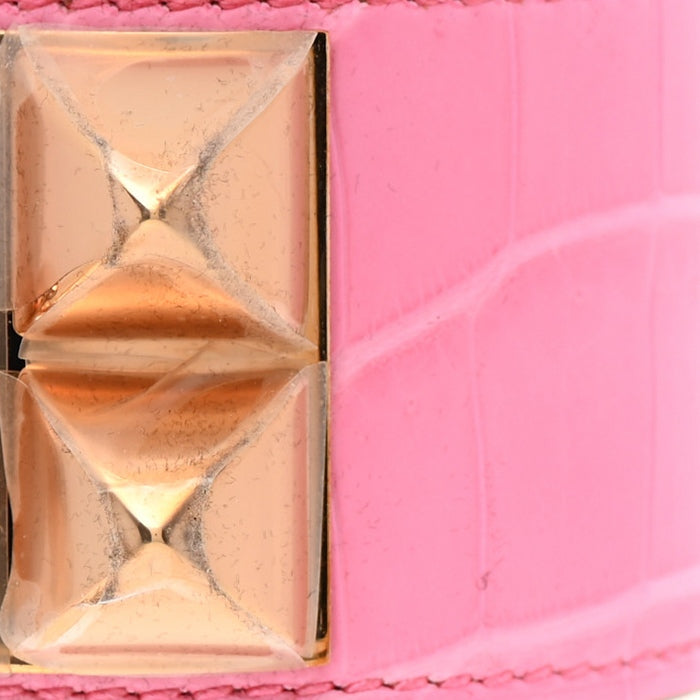 swatch of Matte Niloticus Crocodile Rose Bubblegum FASHIONPHILE