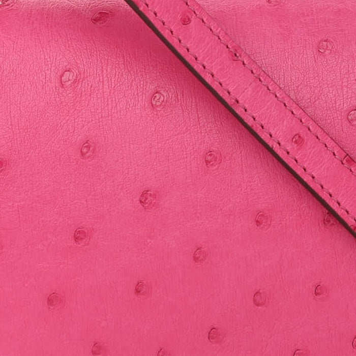swatch of Ostrich Rose Tyrien FASHIONPHILE