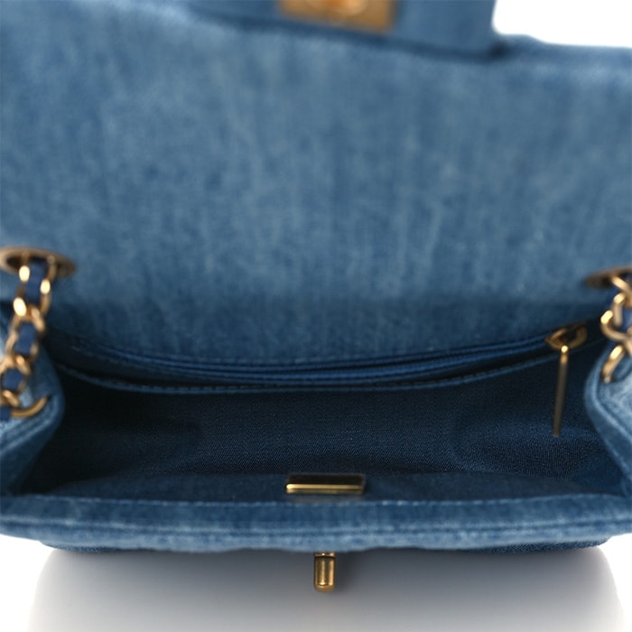 studio image of authentic chanel mini square flap FASHIONPHILE