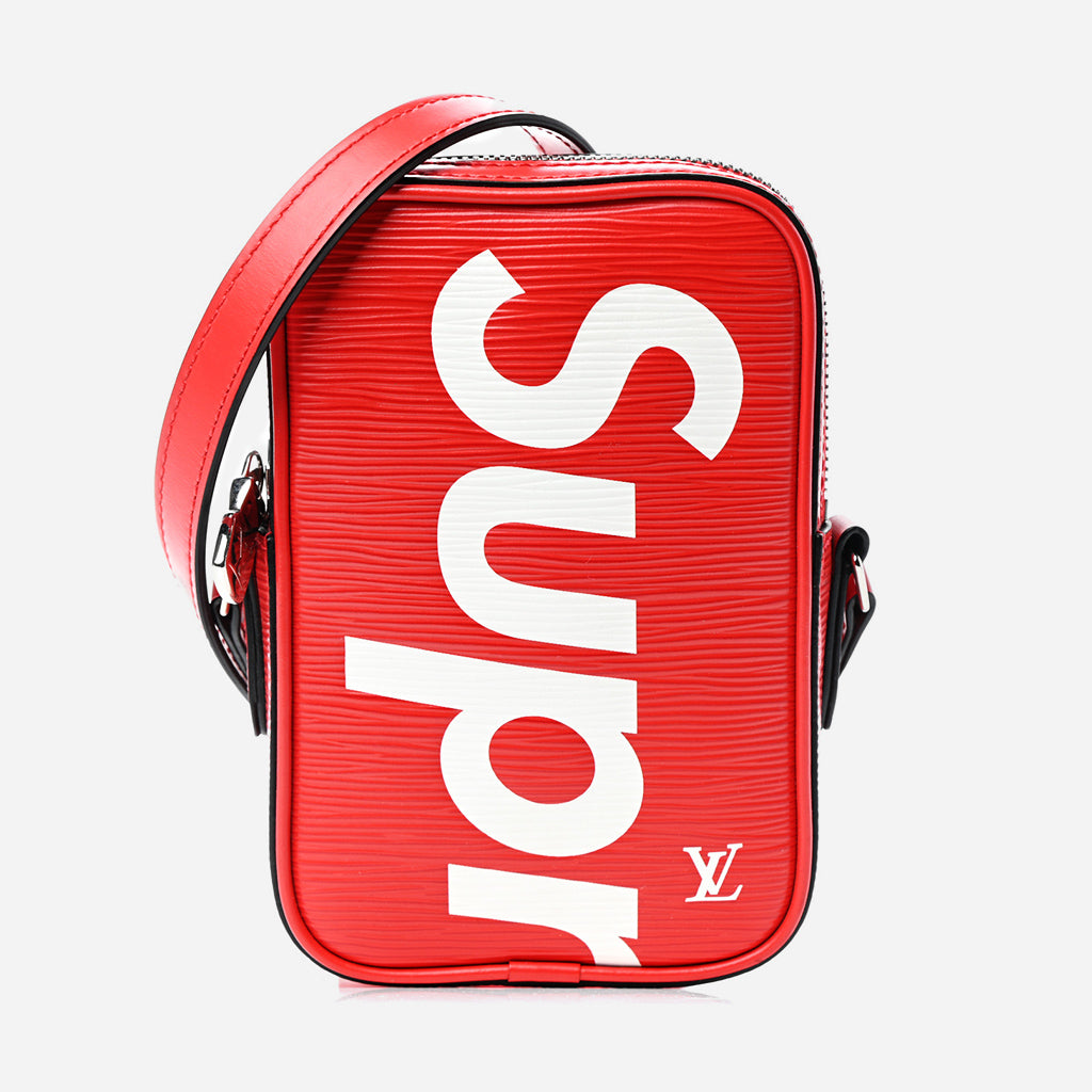 product image of louis vuitton red supreme epi danube ppm at FASHIONPHILE