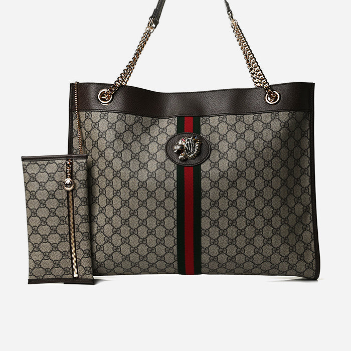 product image of large rajah chain tote from gucci available at FASHIONPHILE