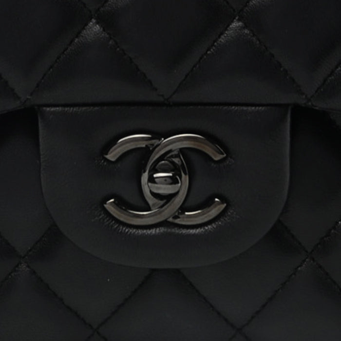 close up image of chanel CC hardware in So Black FASHIONPHILE