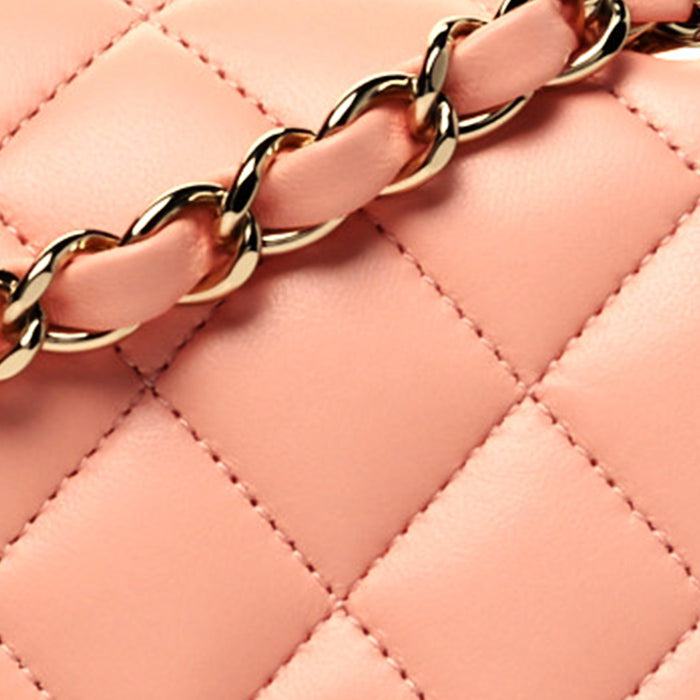 close up image of Chanel Lambskin FASHIONPHILE