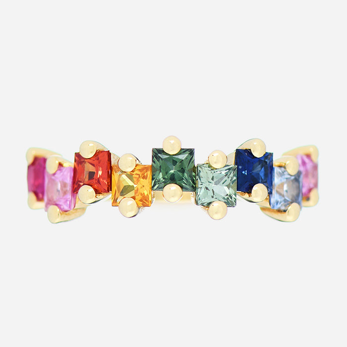 product image of Suzanne Kalan 18k Yellow Gold Sapphire Rainbow Half Band Ring at FASHIONPHILE