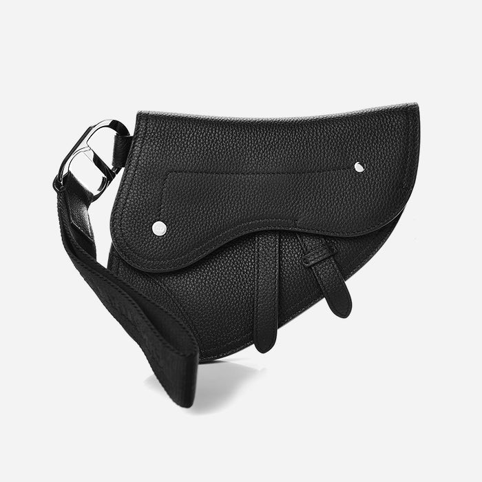 product image of black leather Dior Saddle wristlet bag FASHIONPHILE