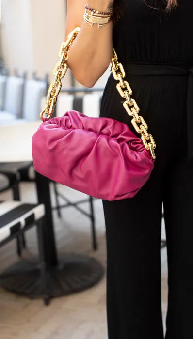 Style lifestyle image of Chantelle Malarkey with her Bottega Veneta Pouch Chain bag from FASHIONPHILE