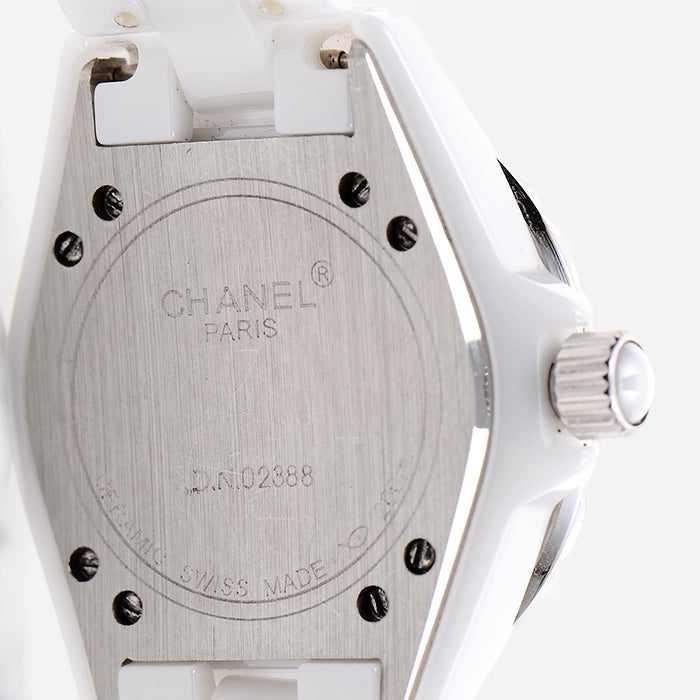 studio image of fake Chanel J12 watch FASHIONPHILE