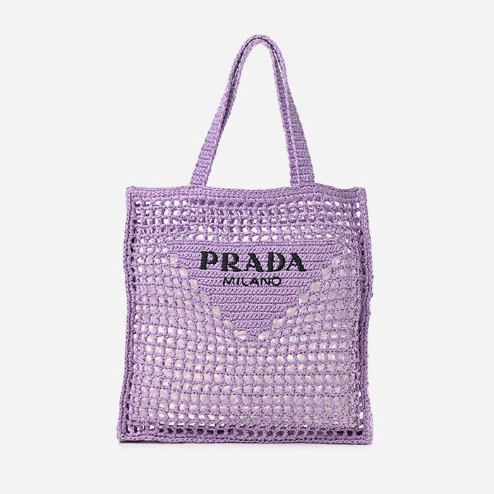 product image of Prada raffia logo tote in lily FASHIONPHILE