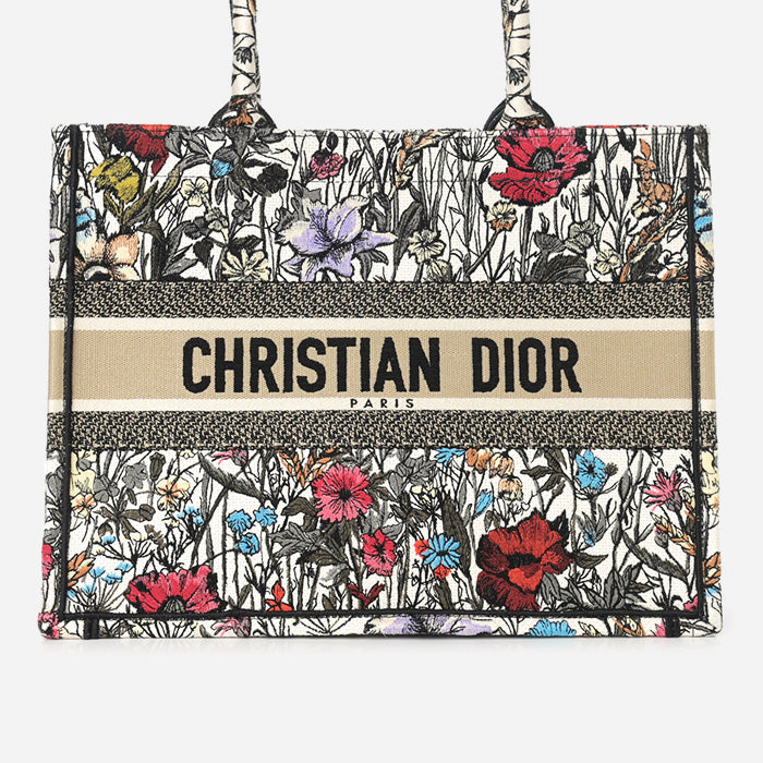 product image of CHRISTIAN DIOR Canvas Embroidered Medium Mille Fleurs Book Tote Multicolor FASHIONPHILE