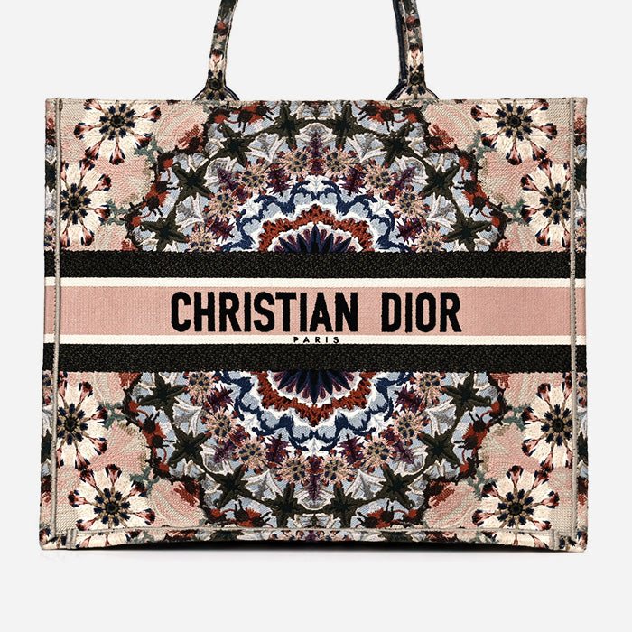 product image of CHRISTIAN DIOR Canvas Embroidered KaleiDioroscopic Book Tote in the color Multicolor by FASHIONPHILE