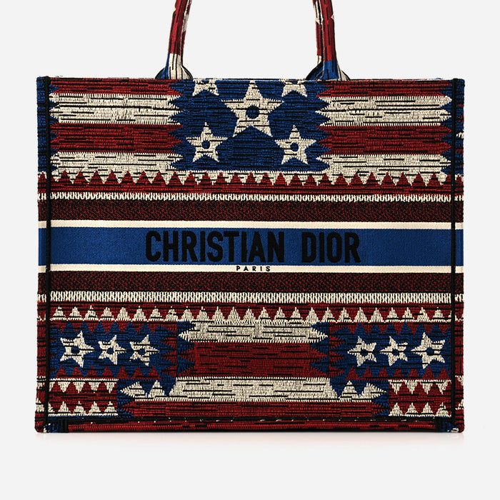 product image of CHRISTIAN DIOR Canvas Embroidered Exclusive US Book Tote Multicolor FASHIONPHILE