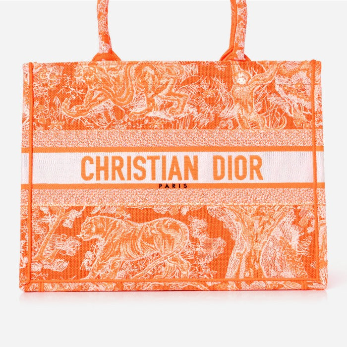 product image of CHRISTIAN DIOR Canvas Embroidered Medium Dioriviera Toile De Jouy Book Tote FASHIONPHILE