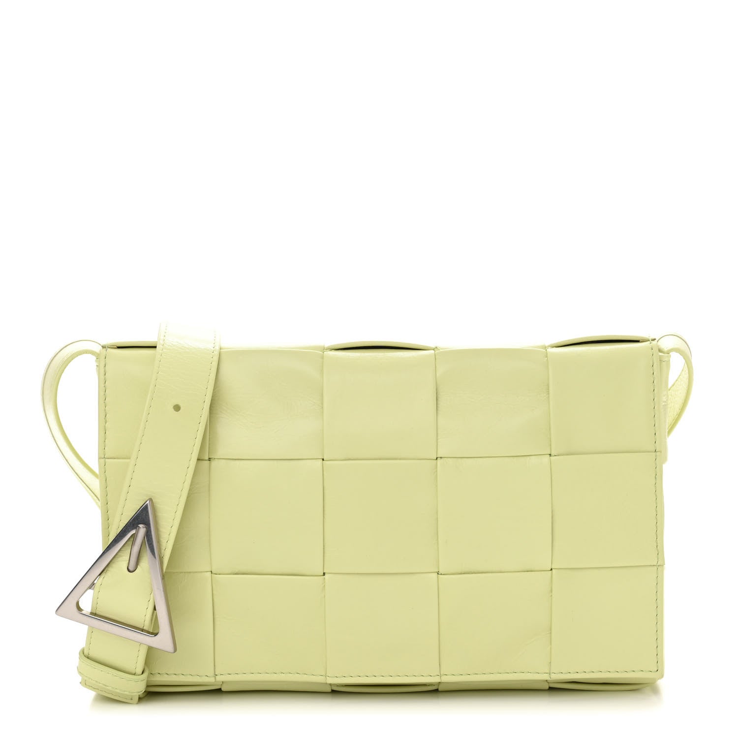 Bottega Veneta Calfskin Intrecciato Cassette Crossbody Bag in Lemon Washed