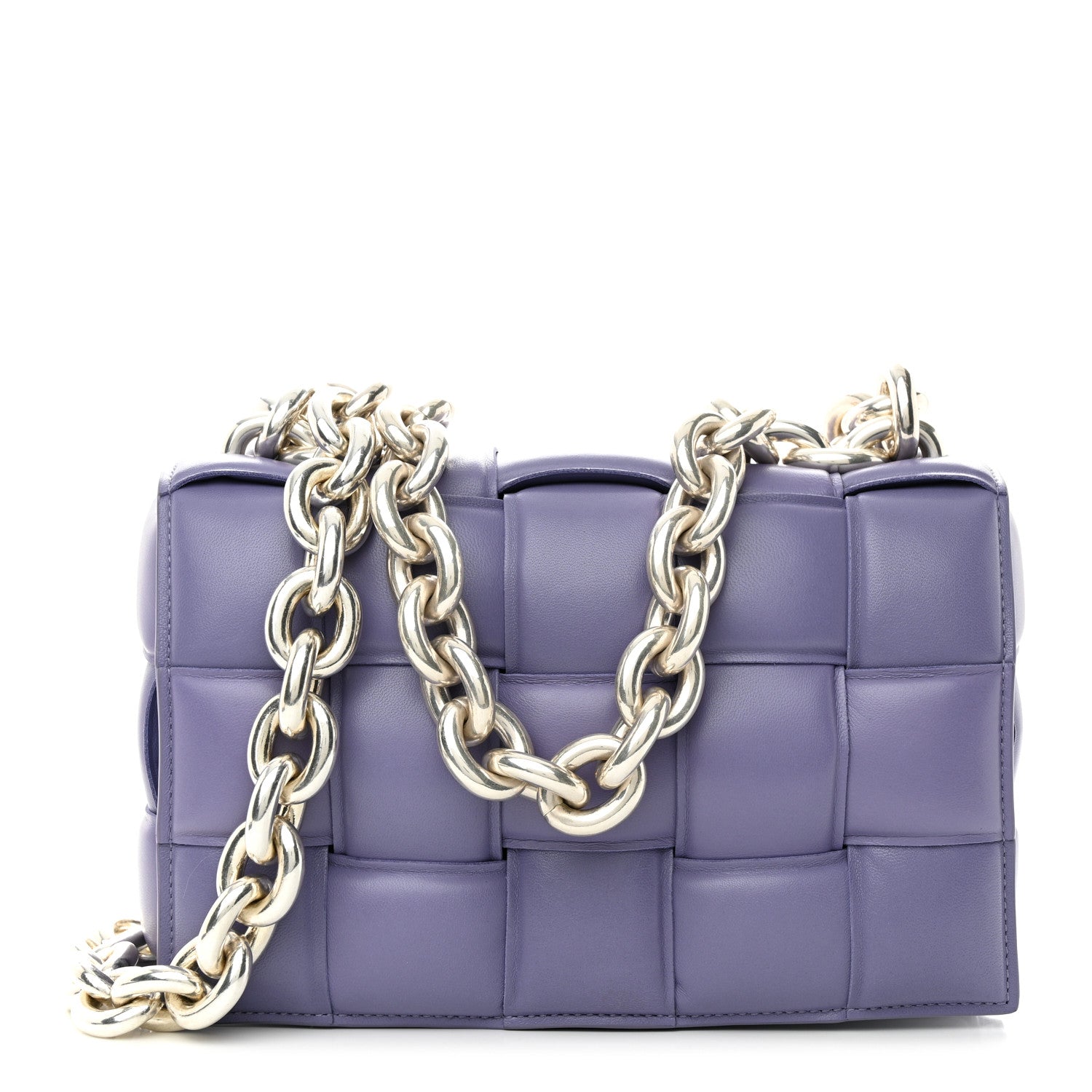 Bottega Veneta Lambskin Maxi Intreccio Padded Chain Cassette Crossbody Bag in Lavender