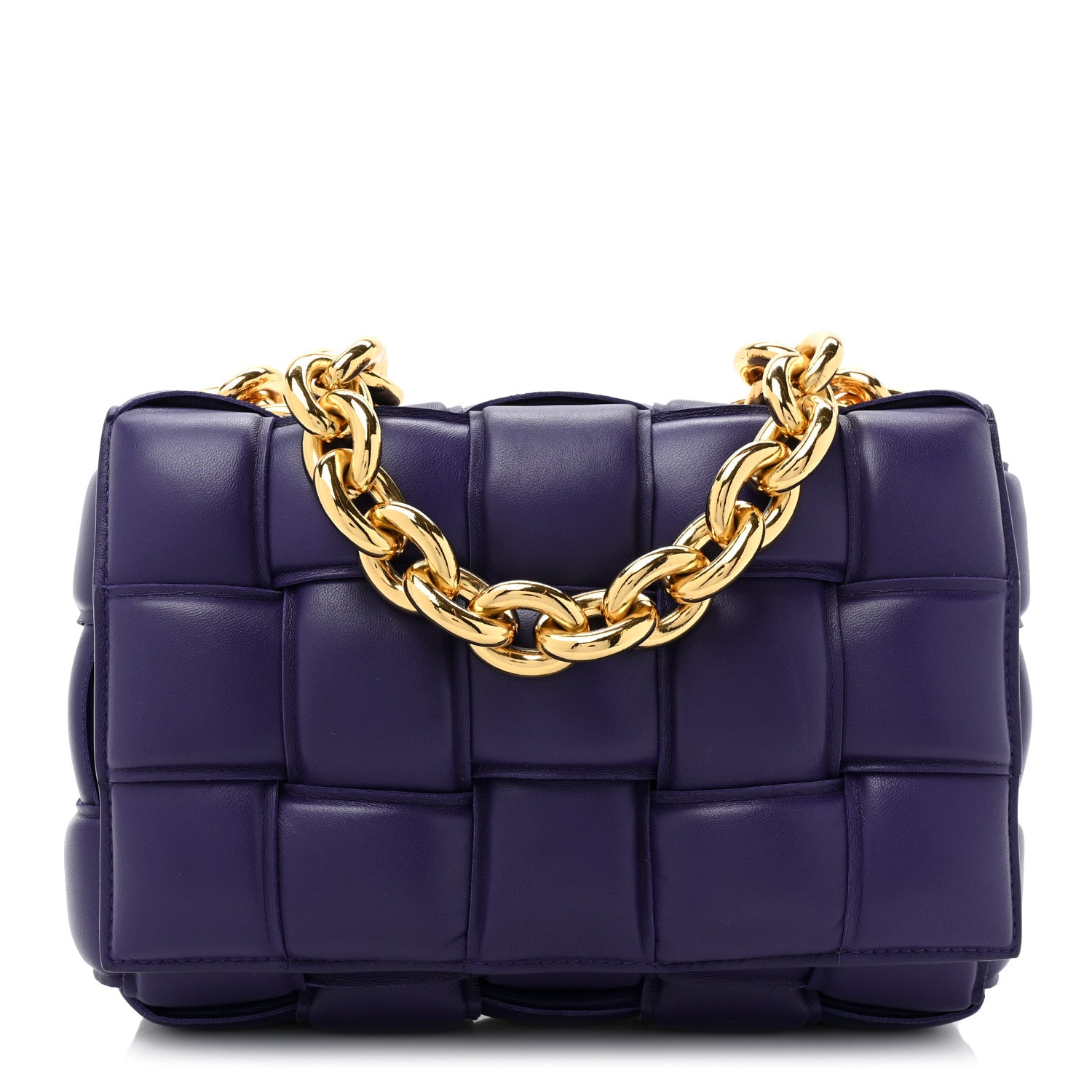 Bottega Veneta Lambskin Maxi Intreccio Padded Chain Cassette Crossbody Bag in Unicorn