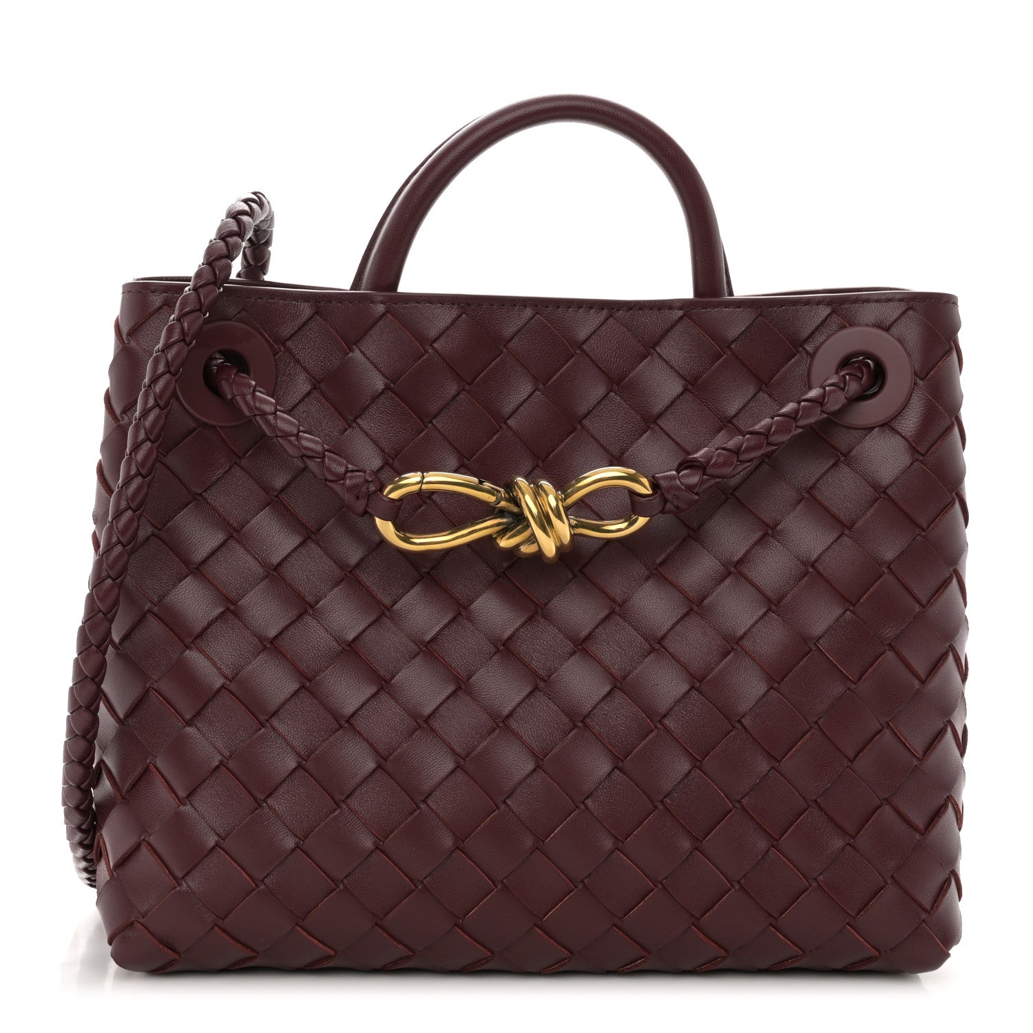 Bottega Veneta Nappa Intrecciato Small Andiamo Shoulder Bag in Barolo