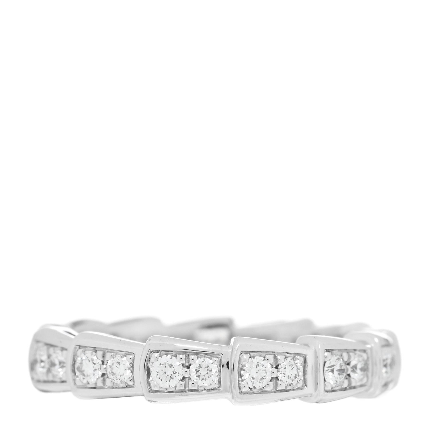 Bulgari 18K White Gold Diamond Serpenti Viper Band Ring 49 4.75