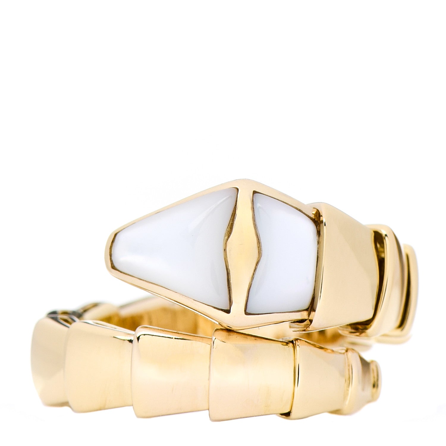 Bulgari 18K Yellow Gold Mother of Pearl Serpenti Ring M