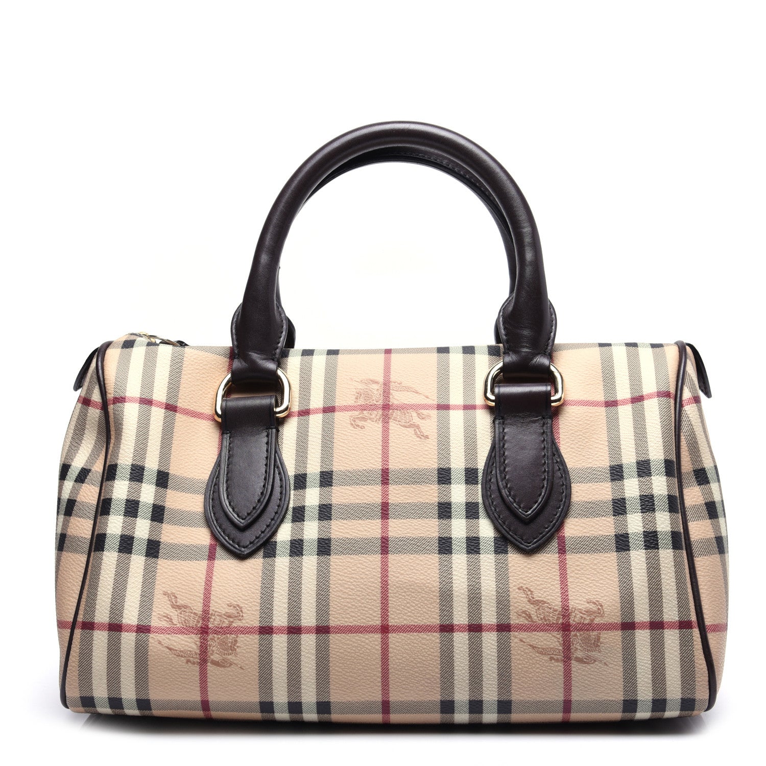 product image of burberry Haymarket Check Small Chester Bowling Bag Chocolate FASHIONPHILE