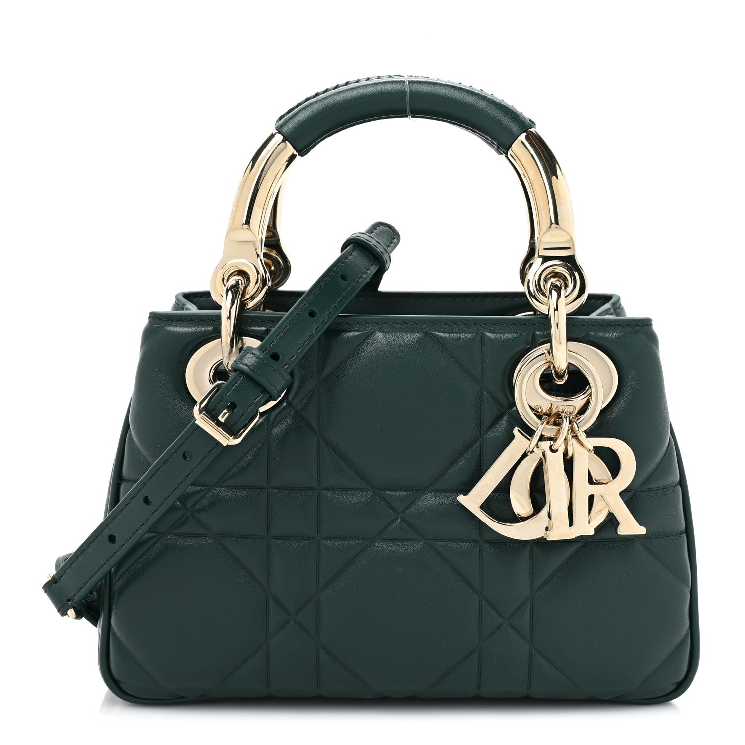 CHRISTIAN DIOR Calfskin Cannage Mini The Lady 95.22 Dark Green
