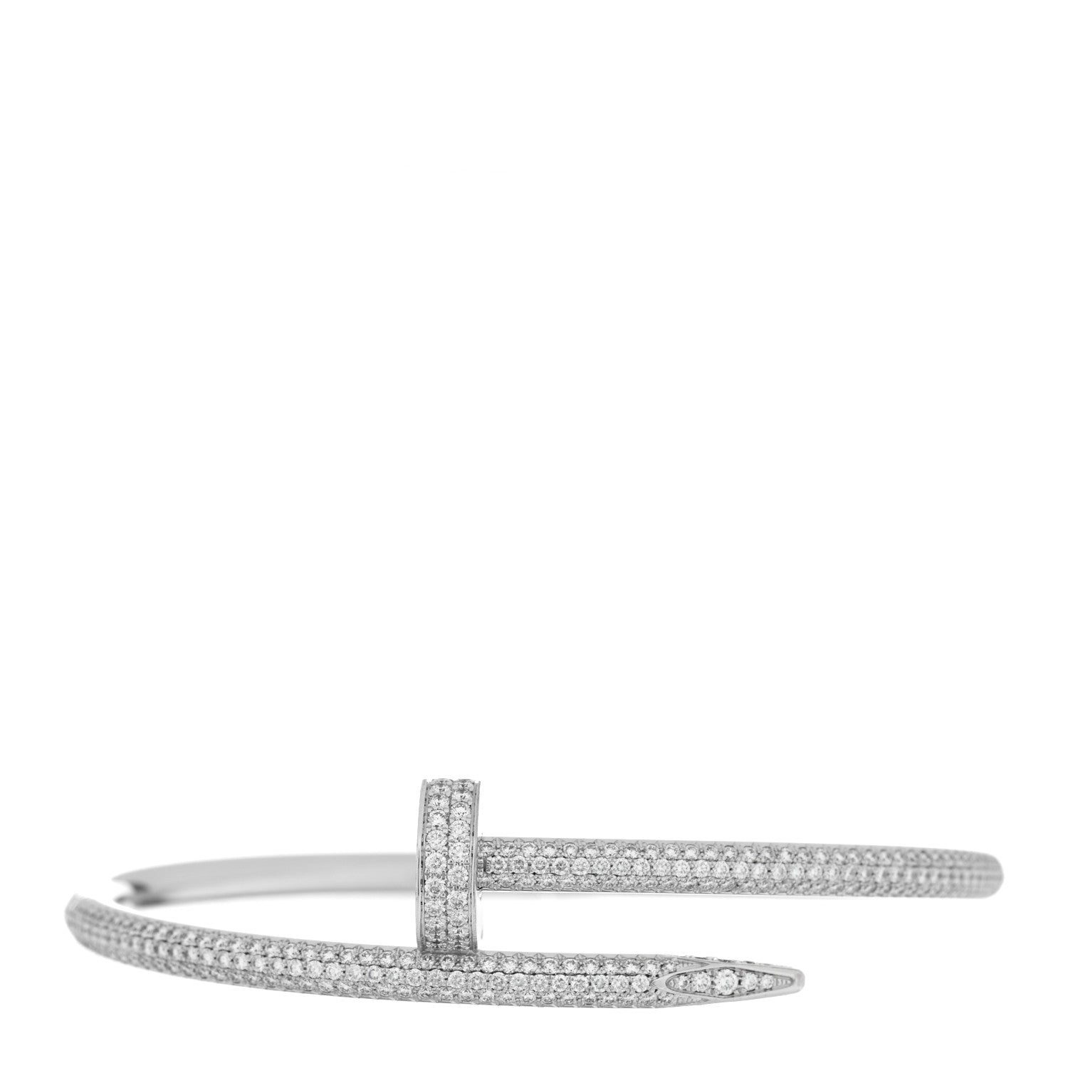 Cartier 18K White Gold Diamond Juste Un Clou Paved Bracelet 16