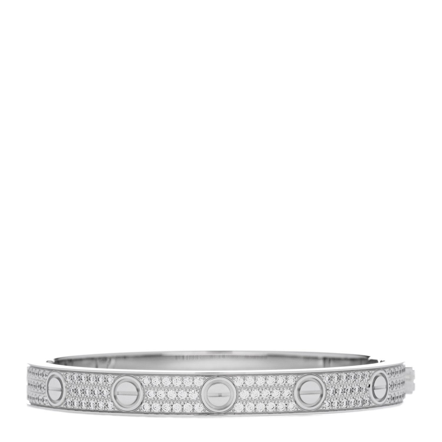 Cartier 18K White Gold Diamond LOVE Paved Bracelet 16