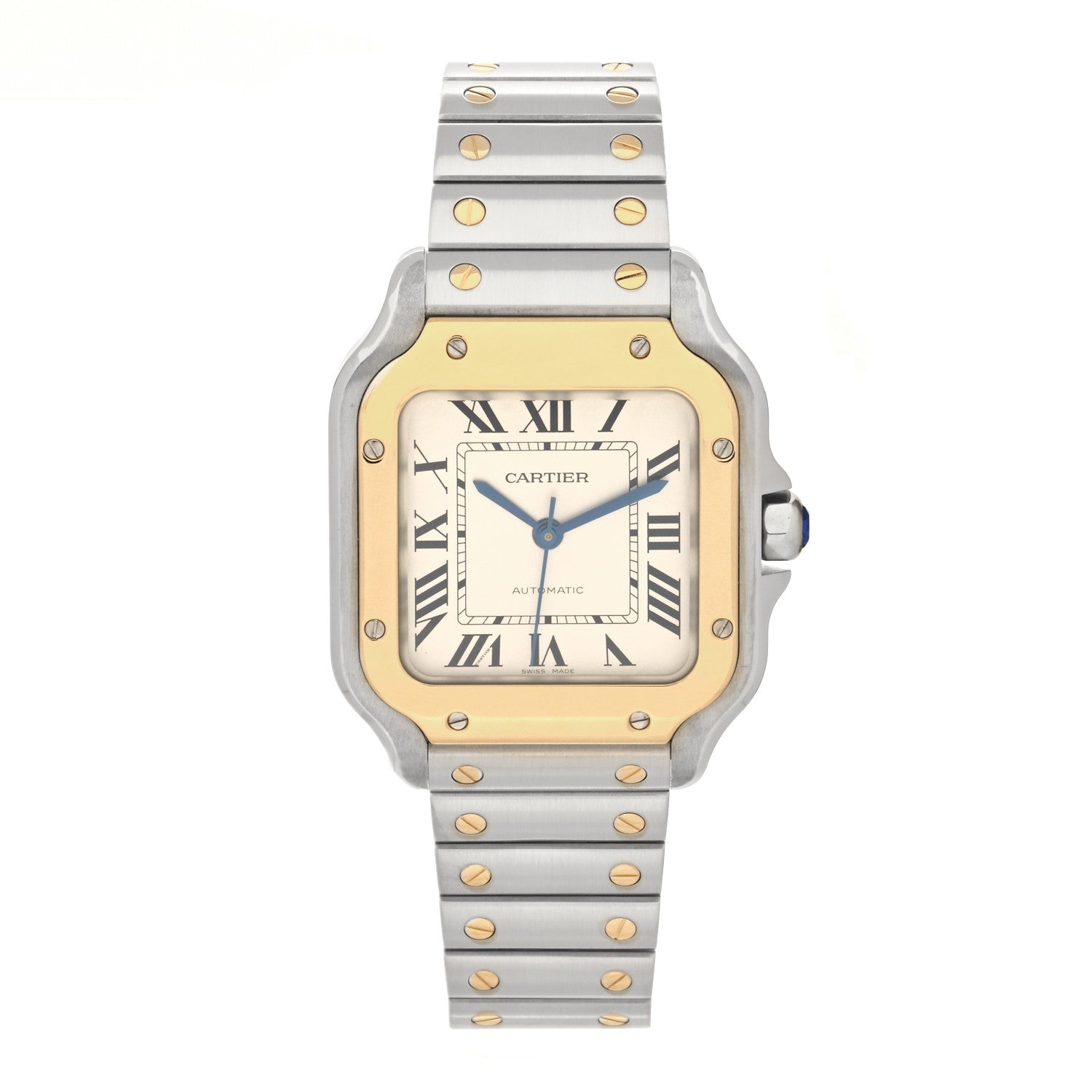 Cartier Stainless Steel 18K Yellow Gold 35mm Santos de Cartier Galbee Automatic Watch