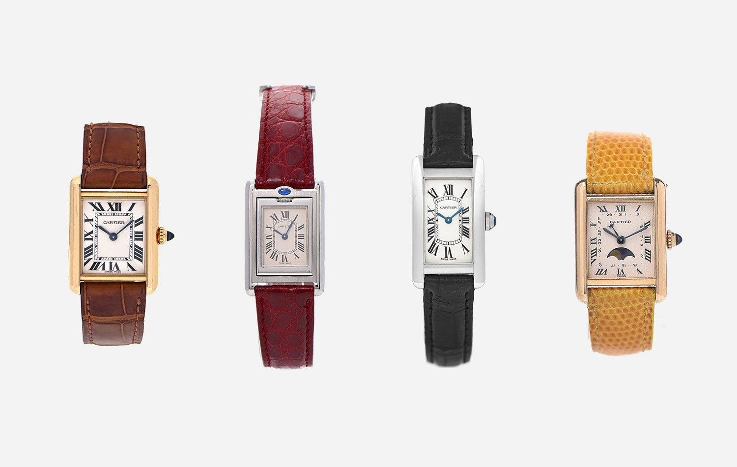 group of Cartier Tank watches FASHIONPHILE