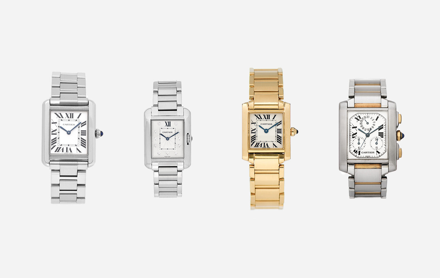 group of Cartier Tank watches FASHIONPHILE