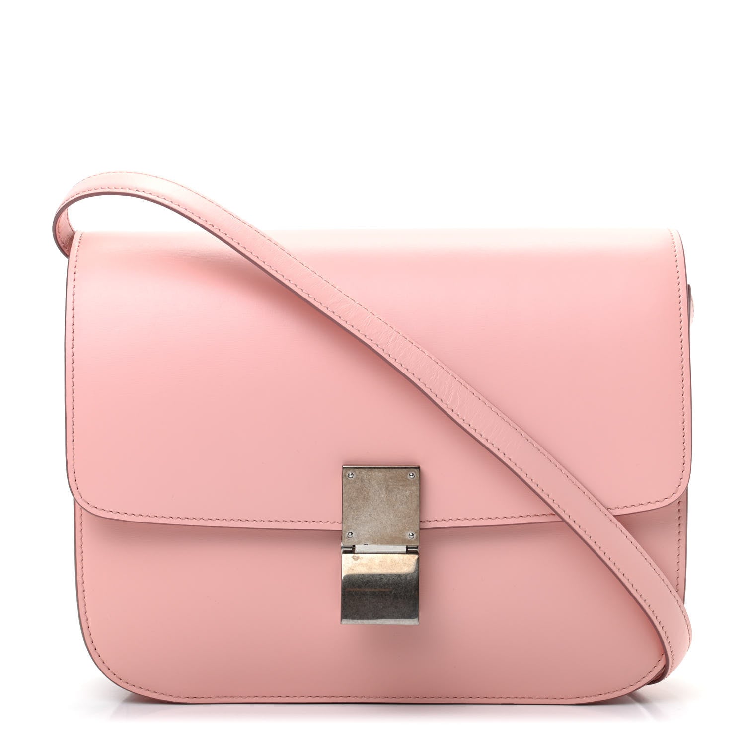 Celine Box Calfskin Medium Classic Box Flap Bag in Pink