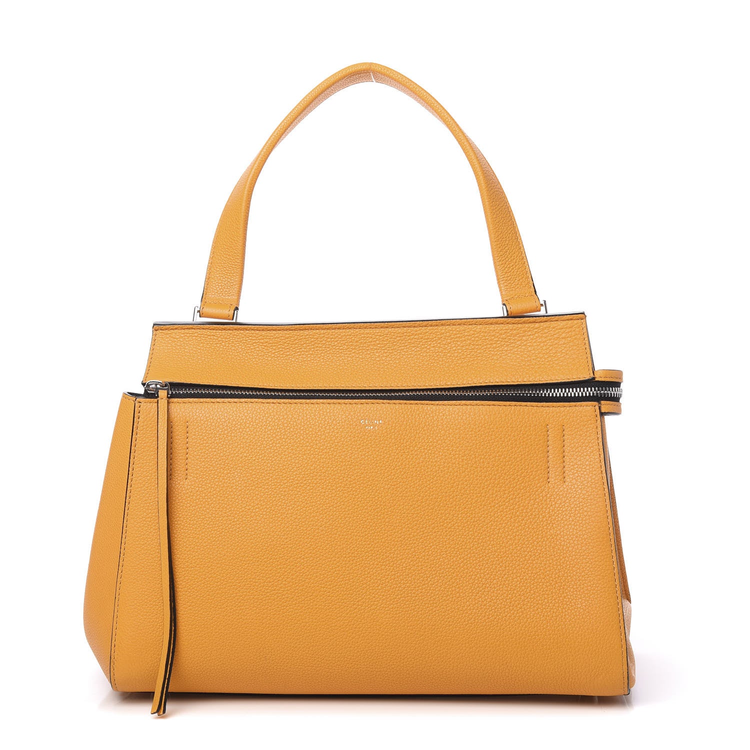 Celine Drummed Calfskin Medium Edge Shoulder Bag in Ochre