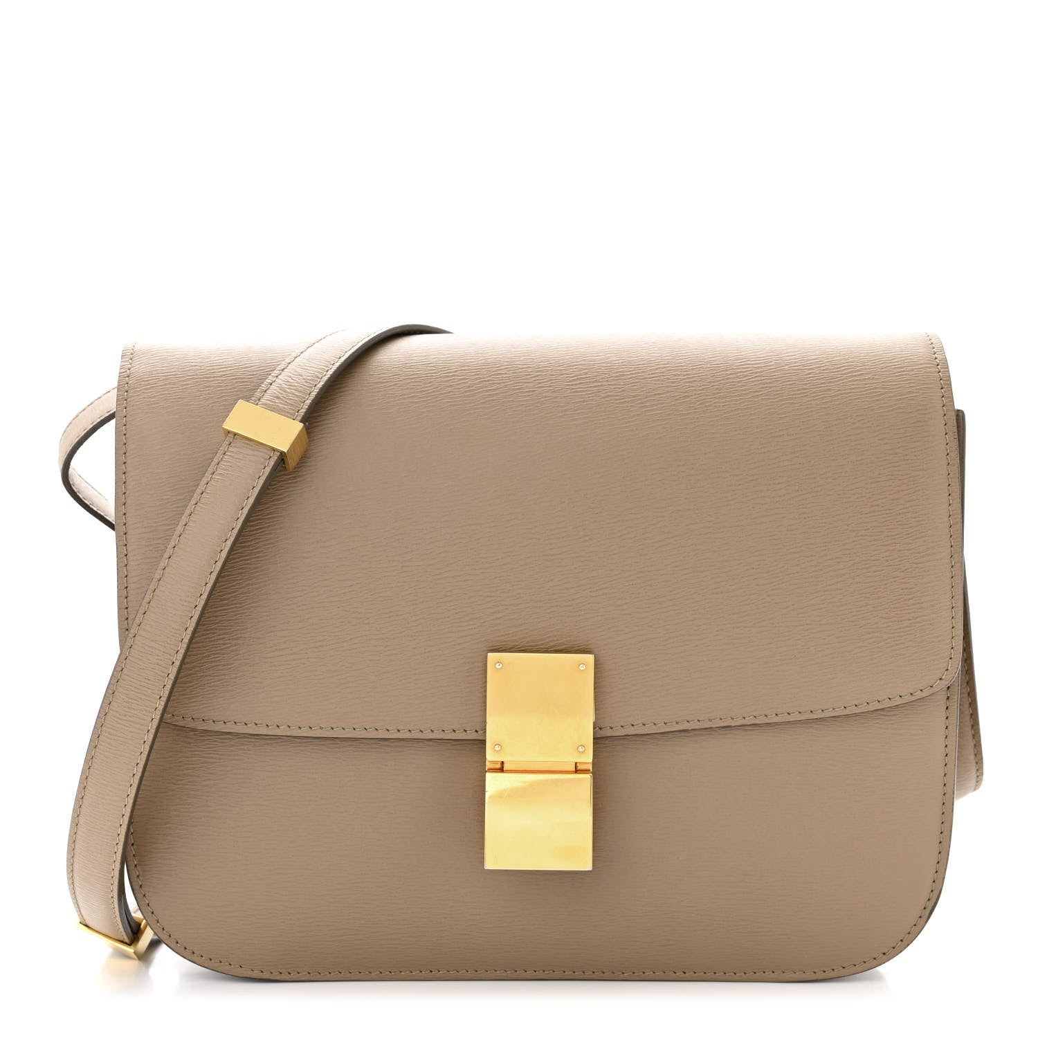 Celine Liege Calfskin Medium Classic Box Flap Bag in Taupe