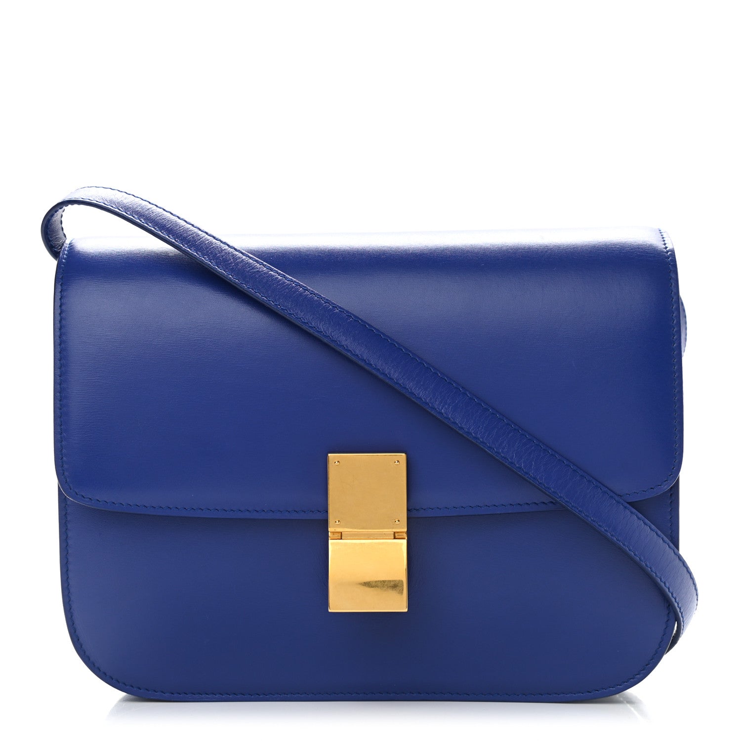 Celine Smooth Calfskin Medium Classic Box Flap Bag in Indigo