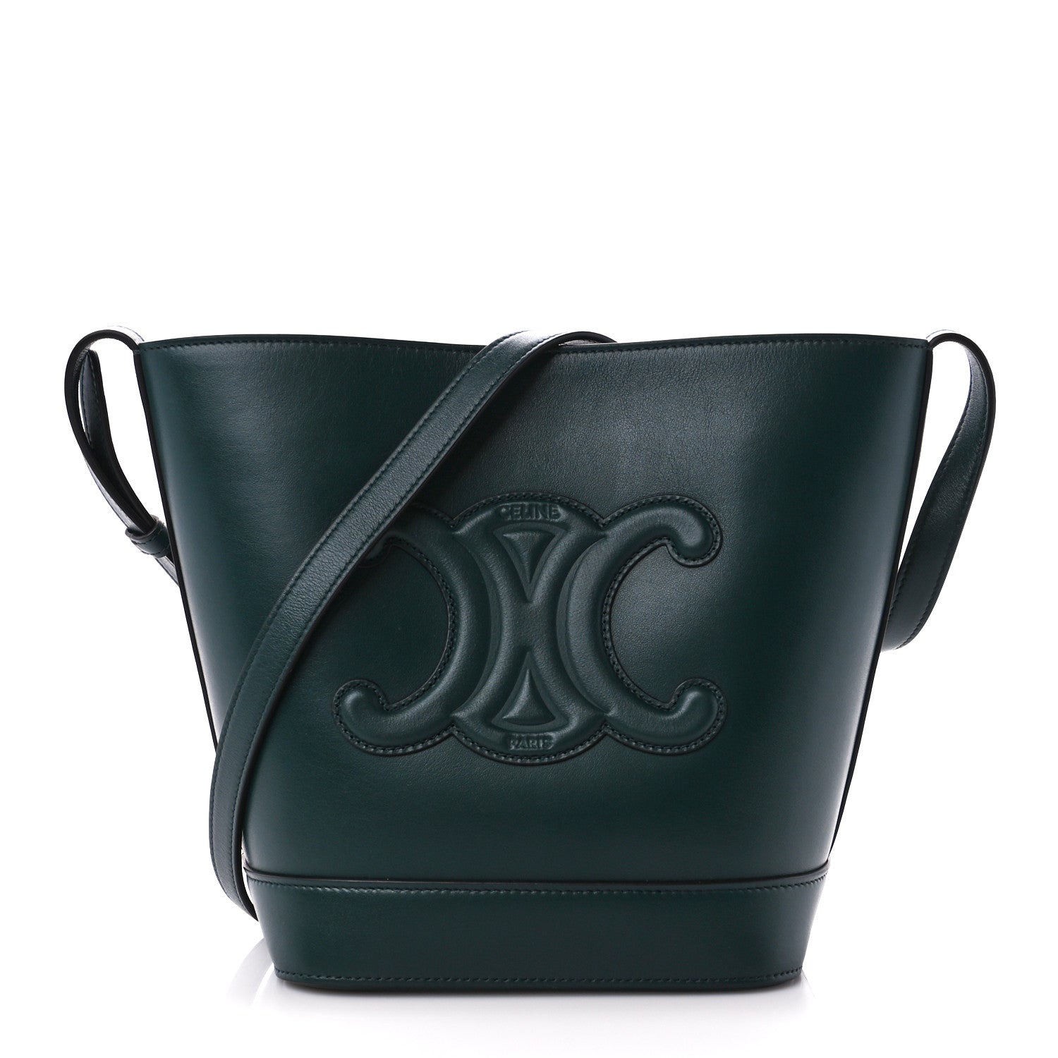 Celine Smooth Calfskin Small Cuir Triomphe Bucket Bag in Amazone