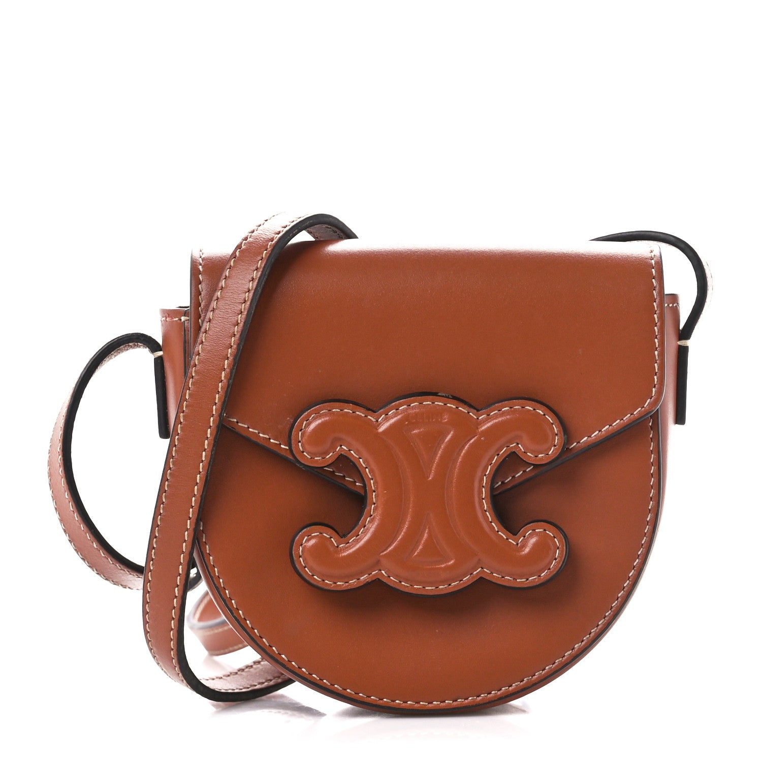 Celine Smooth Calfskin Triomphe Mini Besace Crossbody in Tan