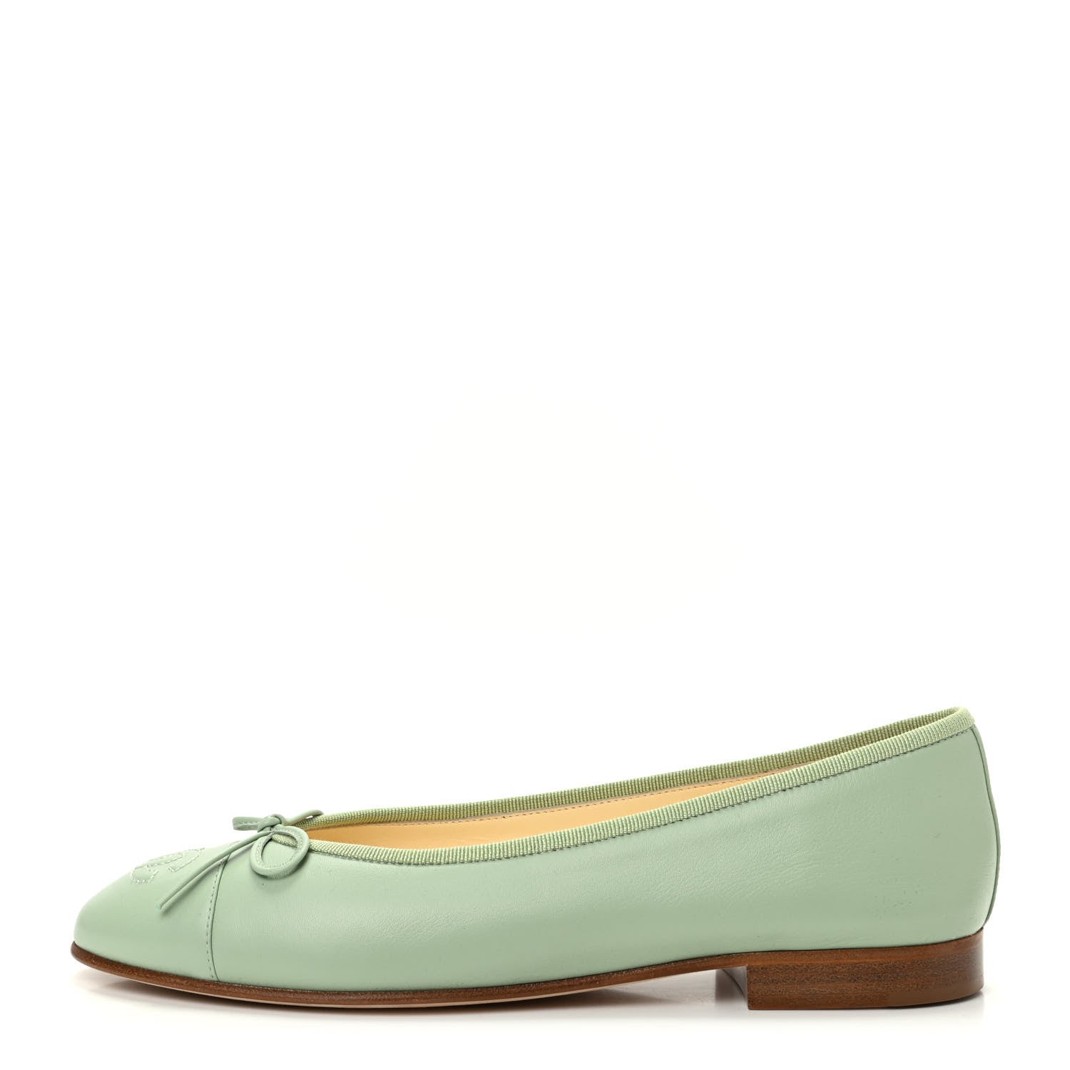 Chanel Calfskin Cap Toe CC Ballerina Flats 38 Light Green