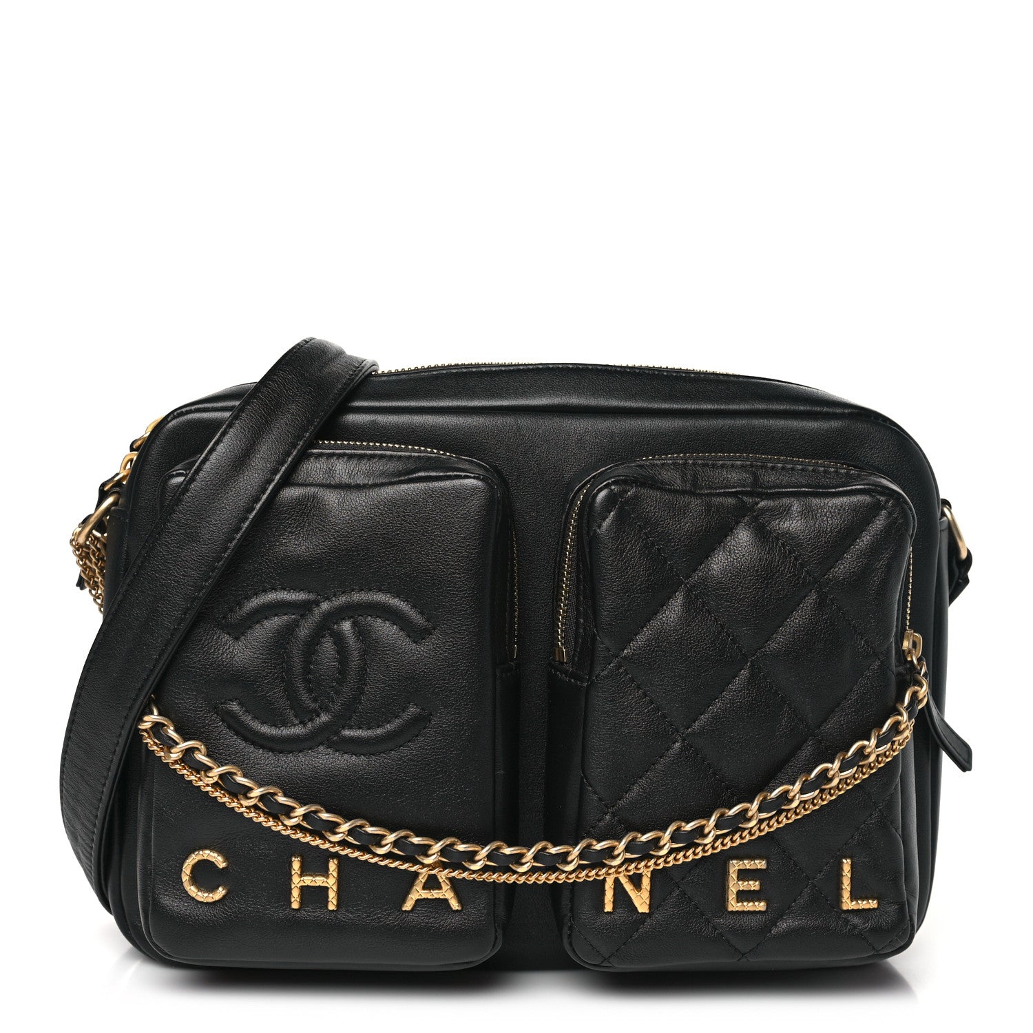 Chanel Calfskin Quilted Small Camera Case Black