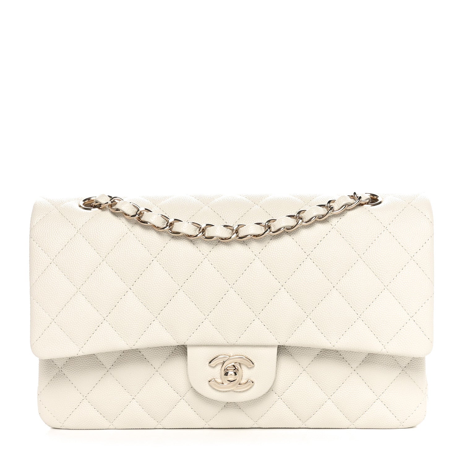 Chanel Caviar Quilted Medium Double Flap White