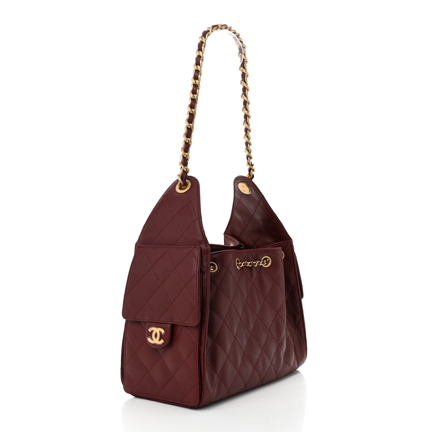 Chanel Caviar Quilted Small Chanel 25 Handbag Burgundy_Side