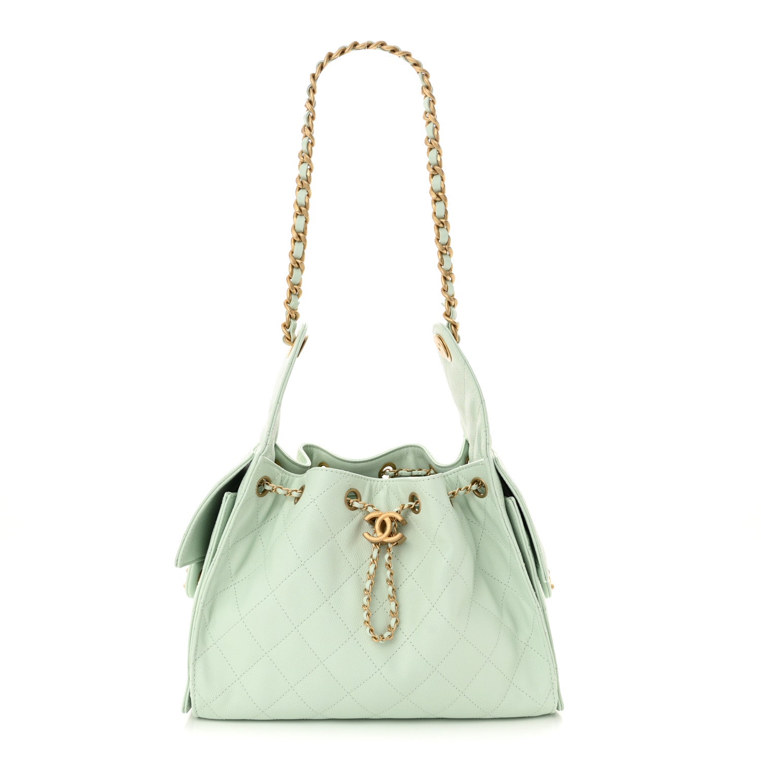 Chanel Caviar Quilted Small Chanel 25 Handbag Light Green