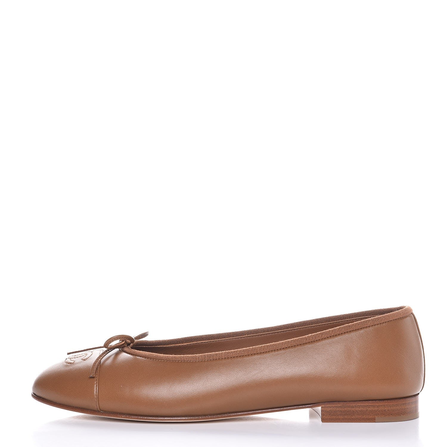 Chanel Lambskin Cap Toe Ballerina Flats 40.5 Camel