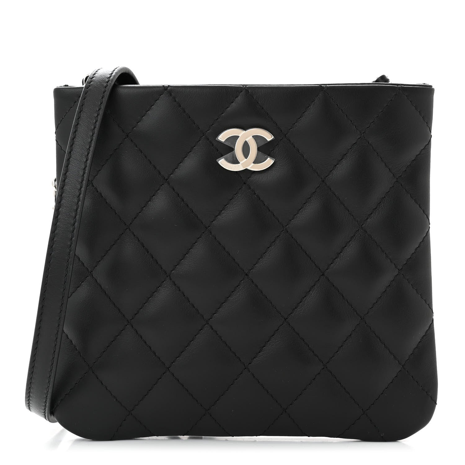 Chanel Lambskin Quilted Crossbody Bag Black